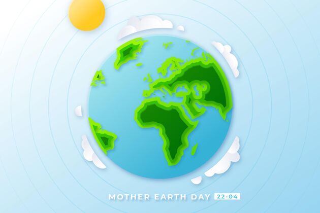 庆典地球母亲节插图在纸上地球母亲日纸张风格星球