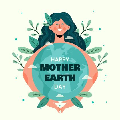 环境有机平面地球母亲日插画地球行星庆典