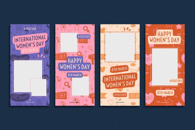 套装平面国际妇女节instagram故事集包装分类女性权利