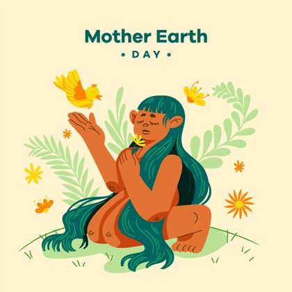 地球卡通地球母亲节插画星球地球母亲日地球母亲