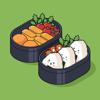 日本等距便当盒插图食品日本插图