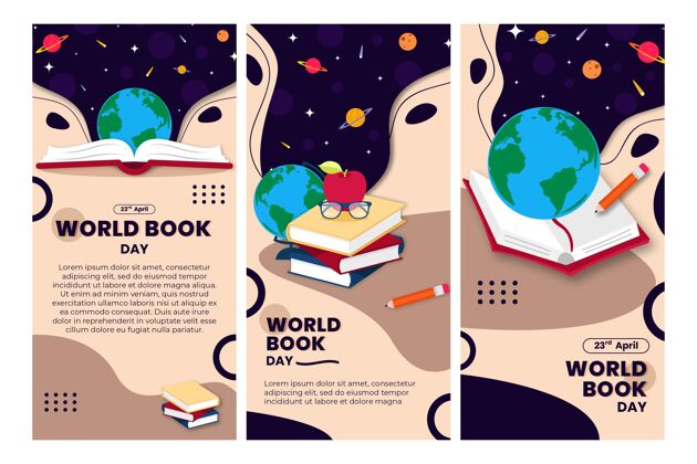 4月23日世界图书日instagram故事集教育网页模板设置