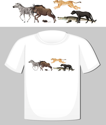 生物野生动物组t恤设计非洲鳄鱼爬行动物