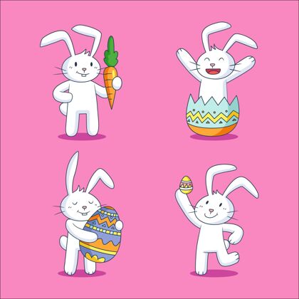节日手绘复活节兔子系列包插图手绘