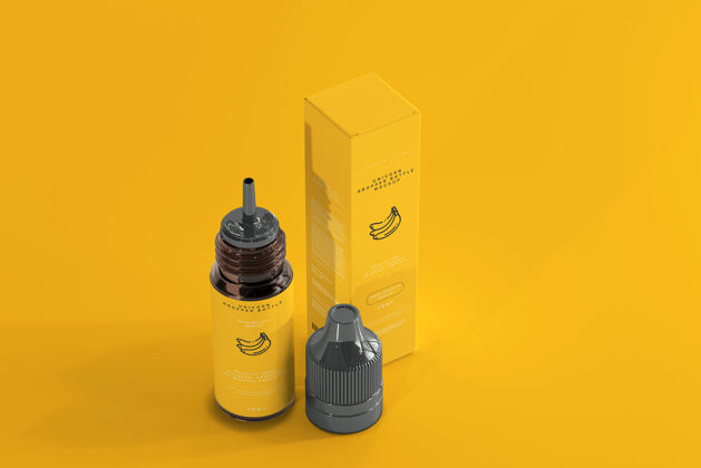 品牌滴管瓶和盒子模型身份清洁医疗保健