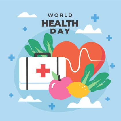 健康世界卫生日心脏和急救箱插图急救箱医疗公寓
