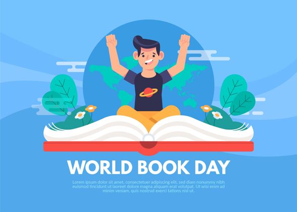 写作世界图书日插图与人和打开书阅读4月23日图书馆