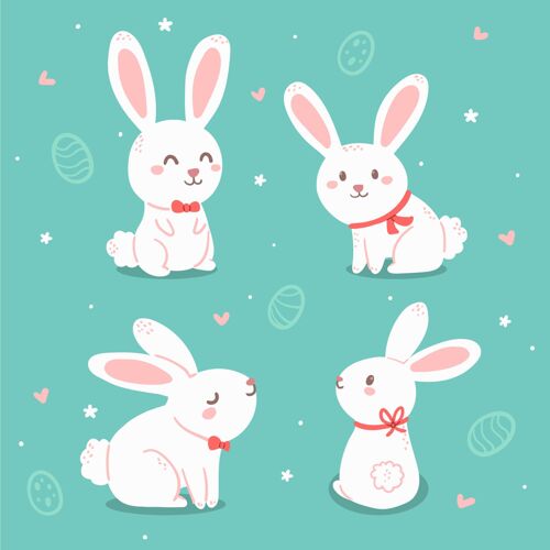 宗教手绘复活节兔子系列节日包插图