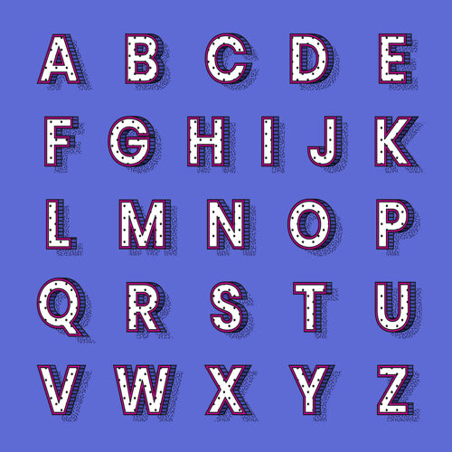 三维字体半色调风格的3d字母表字母大写字母字母表