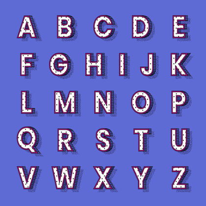 三维字体半色调风格的3d字母表字母大写字母字母表