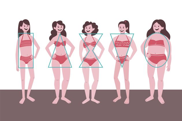 身体卡通类型的女性体型集合包装形体女人