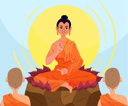泰国手绘玛哈布卡日插图插图庆祝佛教