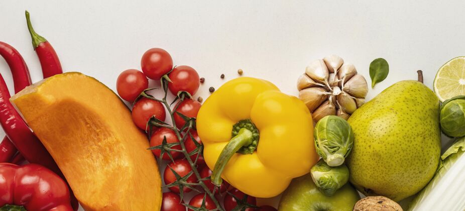 蔬菜各种蔬菜的顶视图营养健康小吃