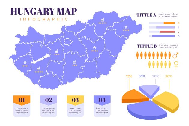 地图信息图平面匈牙利地图信息图图表匈牙利图形