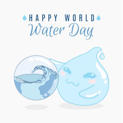 保护手绘世界水日活动环境水日地球