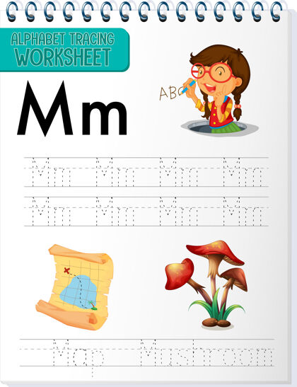 儿童字母表跟踪与字母和词汇工作表表模板语言