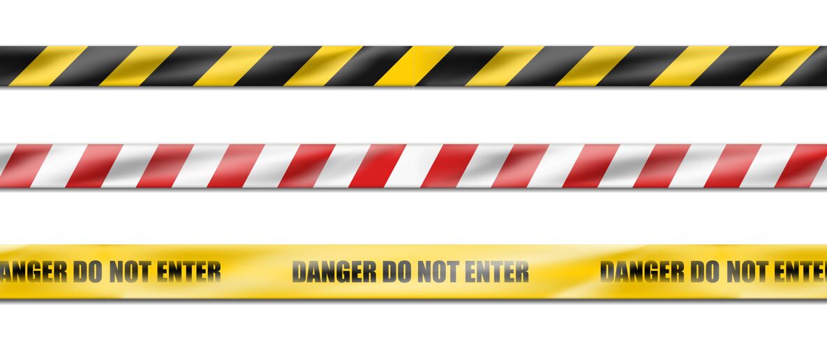 边框收集三条危险白色和红色条纹的丝带 警告标志的警示带线条障碍障碍