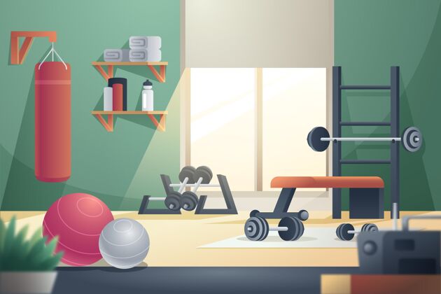 健身房带机器的梯度家庭健身房梯度室内机器