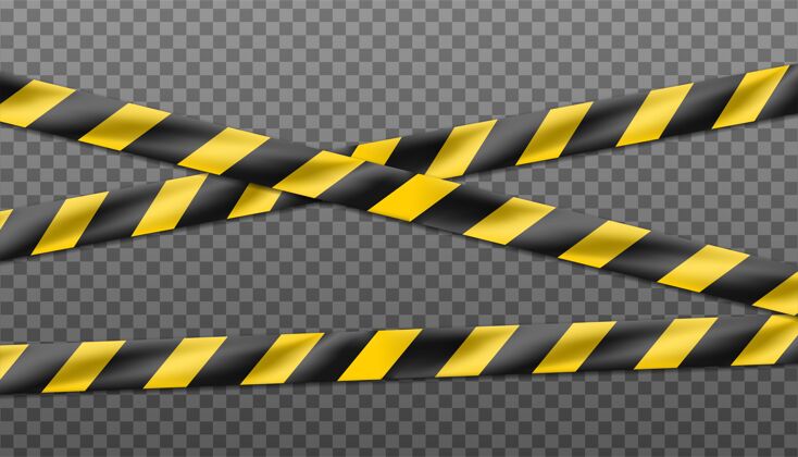 胶带危险黑色和黄色条纹色带 警告标志的警示带透明隔离限制条纹通道