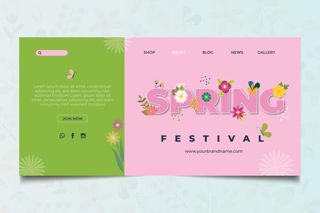 开花花卉平面设计春季登陆页模板美丽模板登陆页