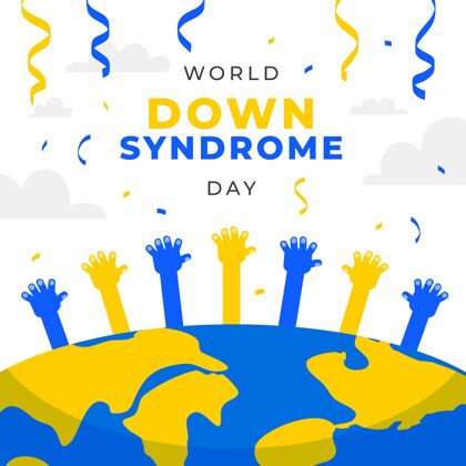 运动世界唐氏综合症日插图与行星和手残疾条件支持