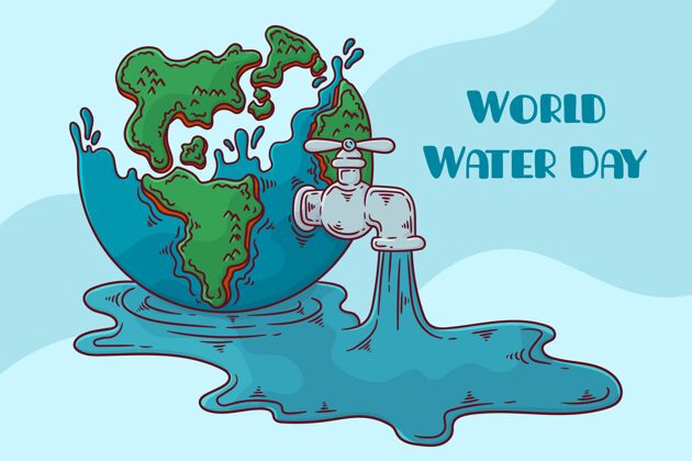 水日手绘世界水日环境自然3月22日