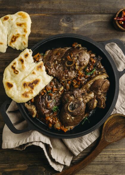 俯视图美味的巴基斯坦菜俯瞰传统文化美味