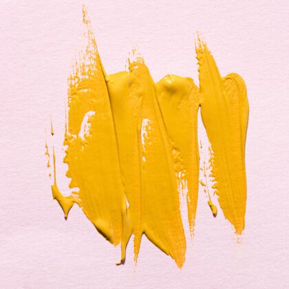材料黄色油漆笔划在表面上的俯视图光滑成分粘性
