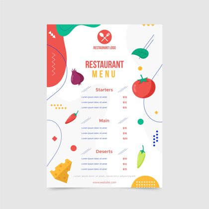 膳食不同形状的抽象餐厅菜单模板食物菜单模板模板