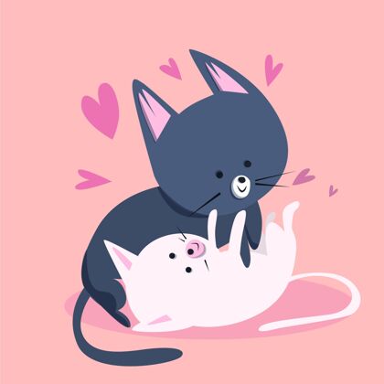 浪漫可爱的情人节小猫情侣情人节浪漫小猫