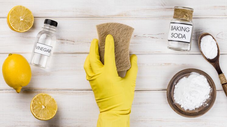 生态清洁剂房屋生态清洁人员戴防护手套柠檬配料家用