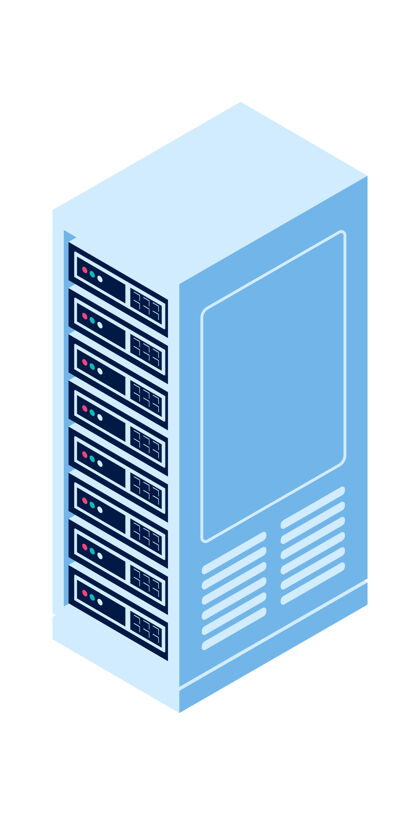 集群服务器机架隔离等距矢量图标 用于云计算和信息存储的设备数据库备份存储