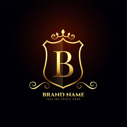 徽章字母b装饰性金色标志概念设计头饰华丽经典