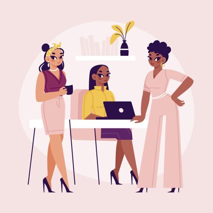 插图手绘自信女企业家在工作执行企业家人