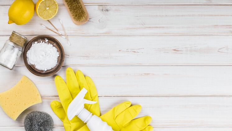 生态室内环保清洁剂黄色防护手套柠檬清洁剂室内