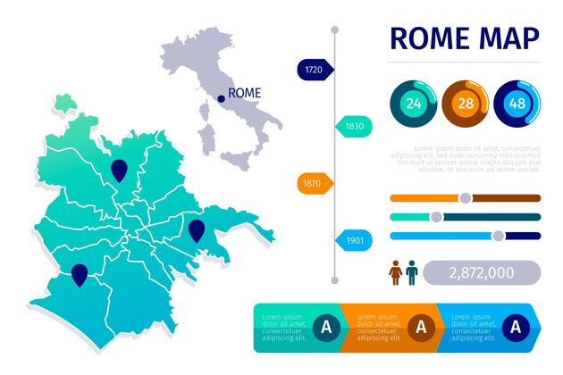 数据平面罗马地图信息图形模板地图信息图形