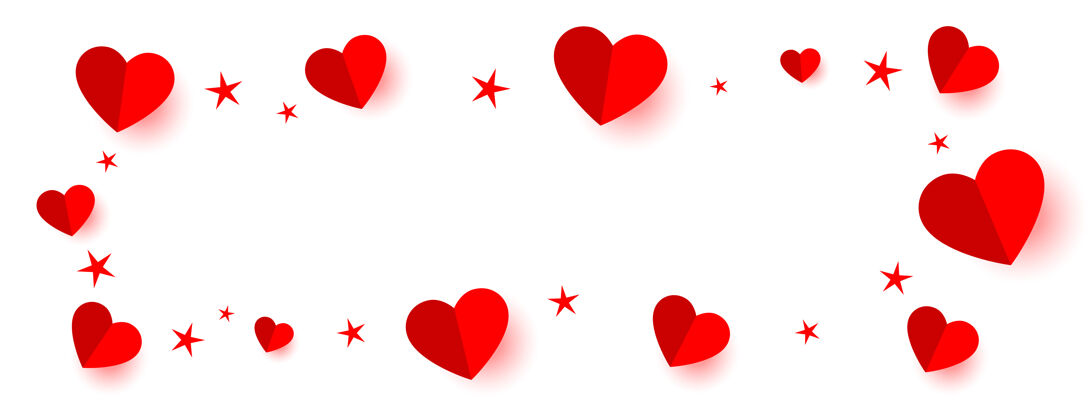 圣瓦伦丁红色的心和星星框架与文本空间横幅日子相框剪纸
