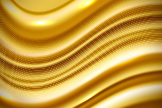 起伏平滑的金色波浪背景波浪平滑卷曲