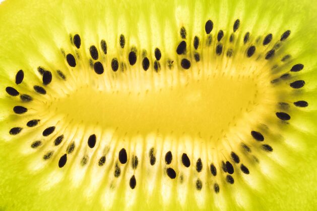 水果猕猴桃片特写镜头美味自然绿色