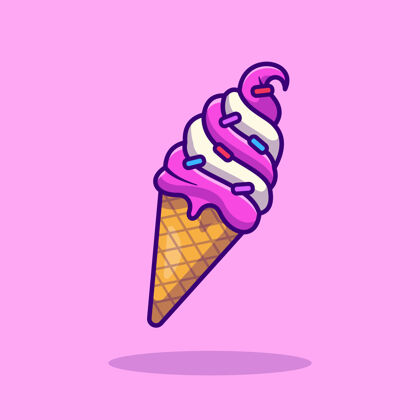 冰沙冰淇淋卡通矢量图标插图甜点食品图标概念隔离矢量平面卡通风格勺糖奶油