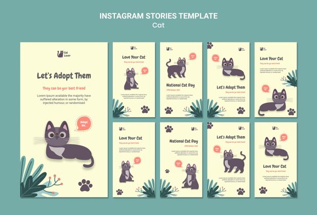 Instagram故事猫收养instagram故事模板故事伴侣可爱