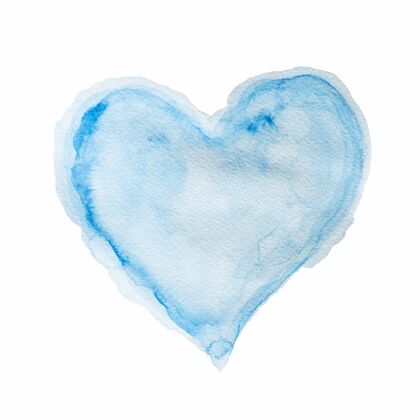 画布水彩蓝色心形水彩画艺术纹理