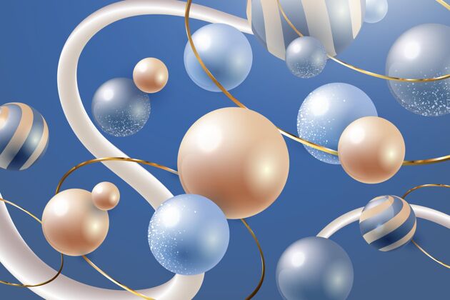 抽象形状蓝色球体的真实背景抽象背景多边形装饰