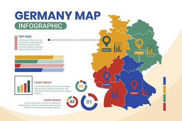 平面平面设计德国地图信息图地图演示摘要