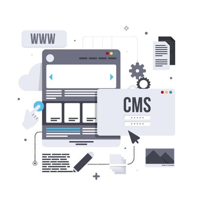 Cms平面设计插图中的Cms概念设计企业技术