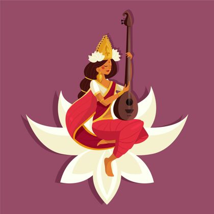 庆祝瓦桑潘查米节萨拉斯瓦蒂平面设计平面文化二月