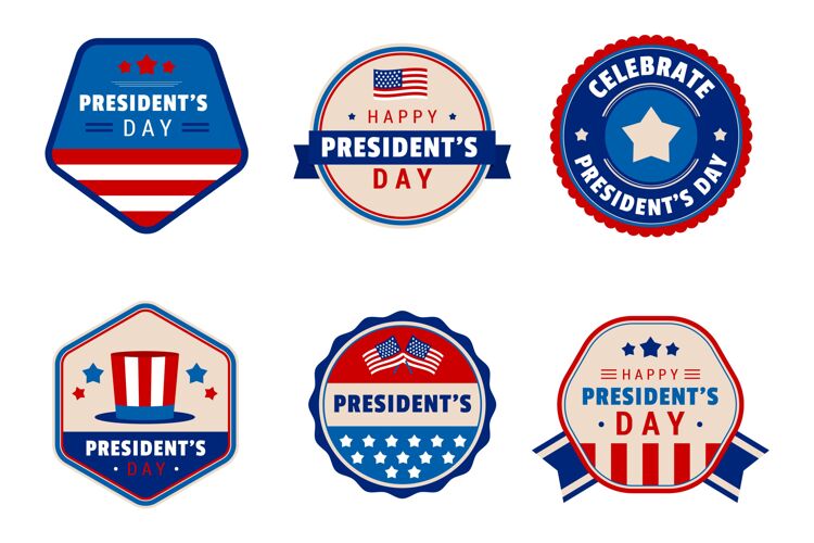 民主一套总统纪念日的标签自由爱国事件