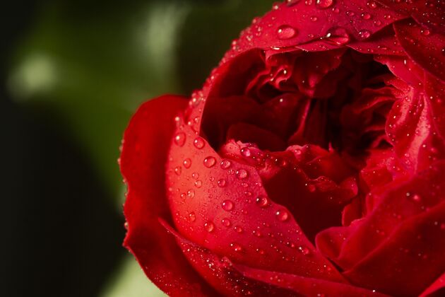 花用水滴把红花关起来春天水平植被