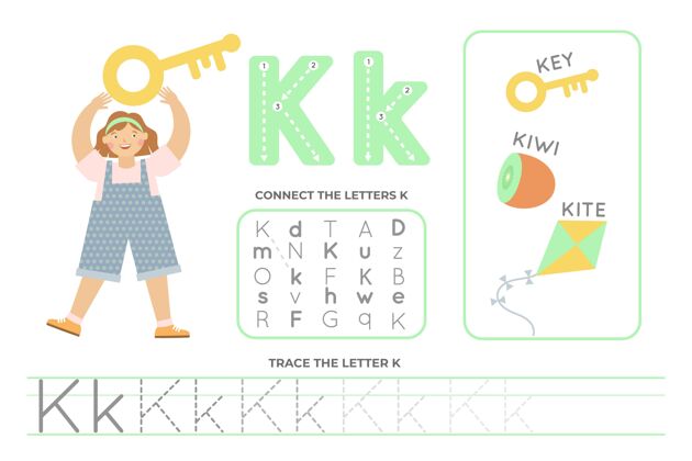 字母带字母k的字母表童年工作表幼儿园