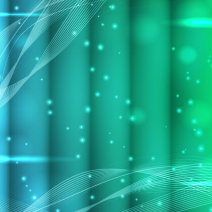 闪光抽象波基斑点背景与闪烁的绿宝石和绿色的矢量插图光效果波基垂直气泡